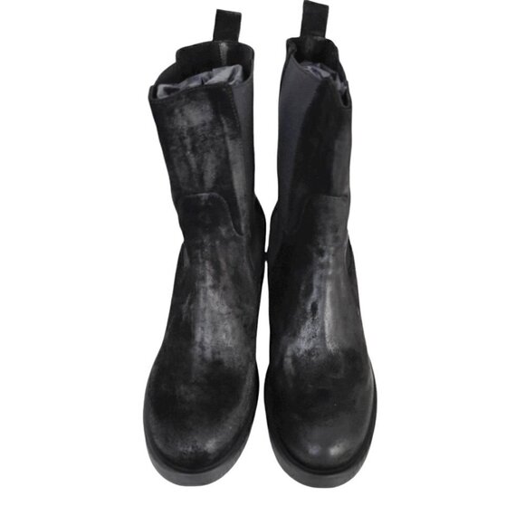 Made In Italy Suede Chelsea Booties Ankle Boots Women Black Size 10 - Picture 3 of 16